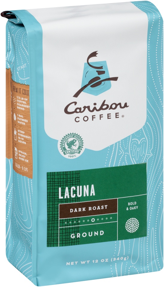 slide 1 of 1, Caribou Coffee Lacuna Dark Roast Ground Coffee, 12 oz