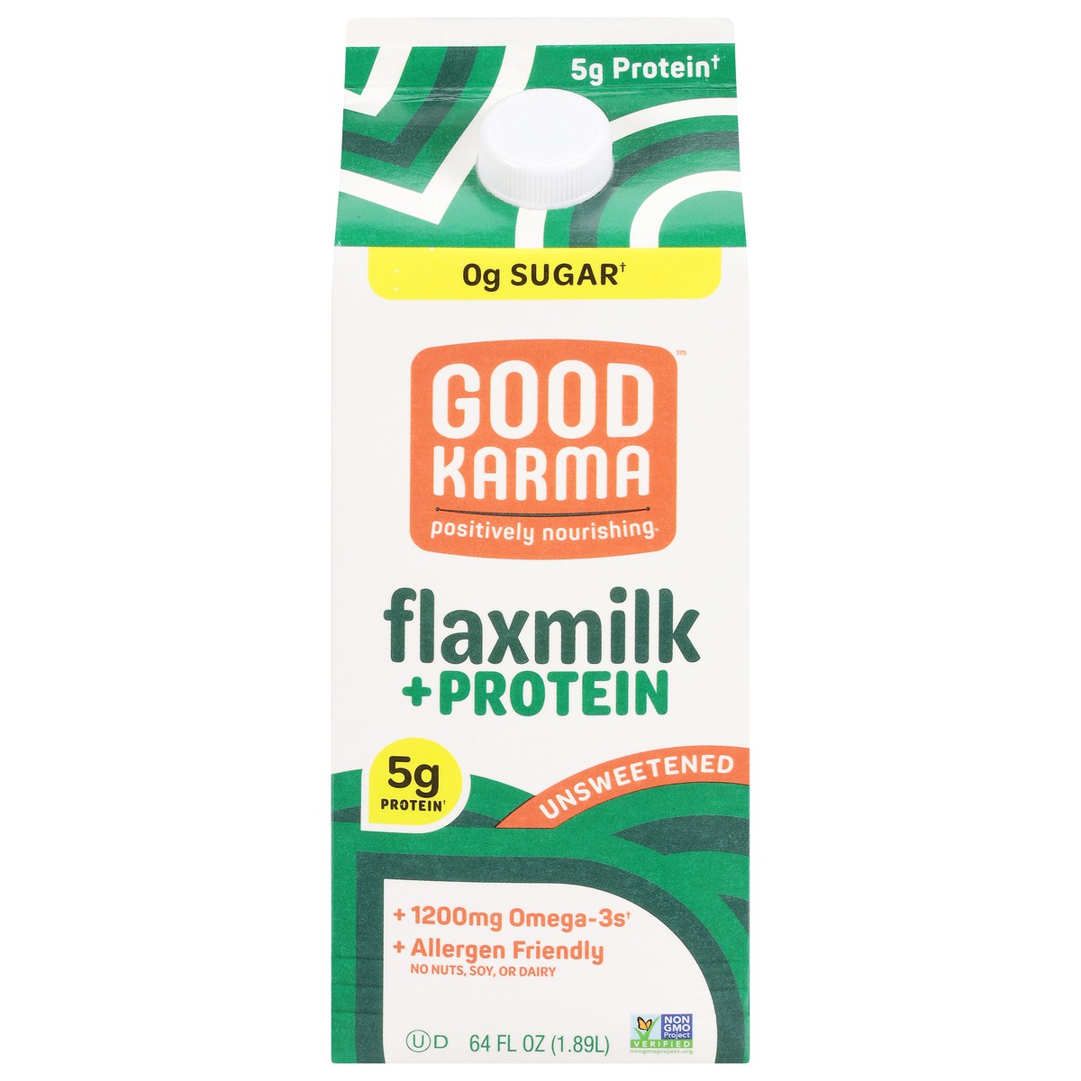 slide 1 of 9, Good Karma Unsweetened Flaxmilk + Protein 64 fl oz, 64 fl oz