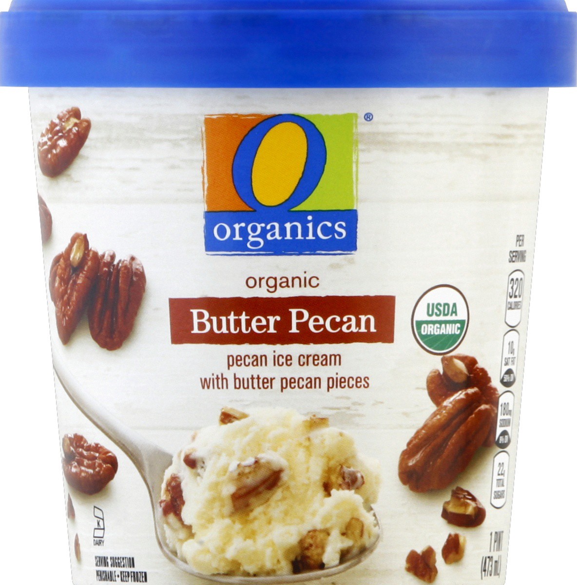 slide 3 of 3, O Organics Ice Cream Butter Pecan - Pint, 1 ct