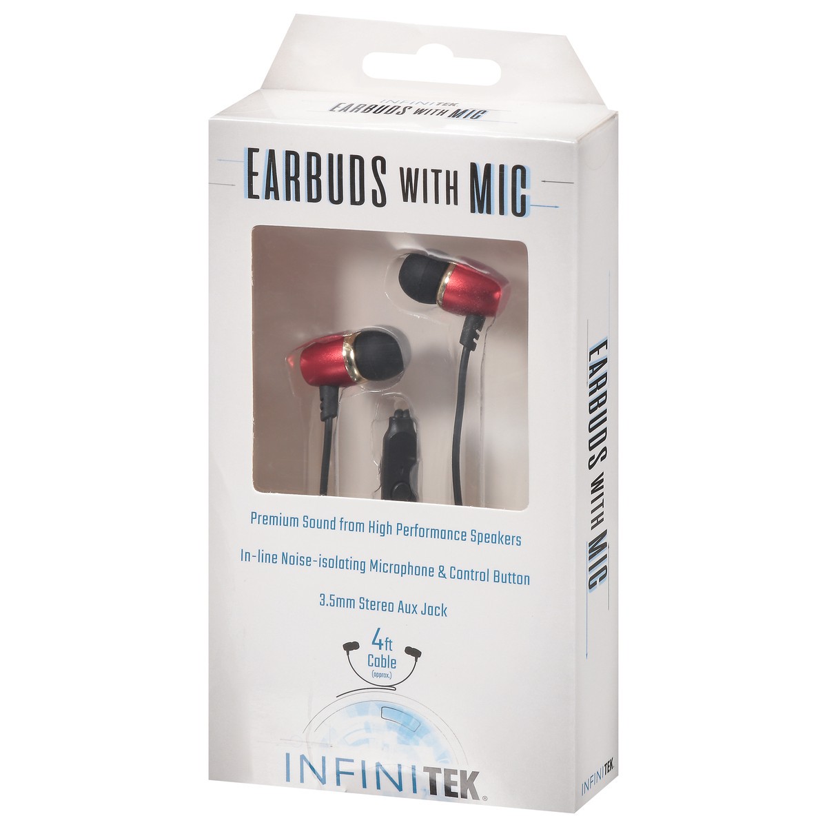slide 4 of 9, Infinitek 4 ft Cable Earbuds with Mic 1 ea, 1 ea