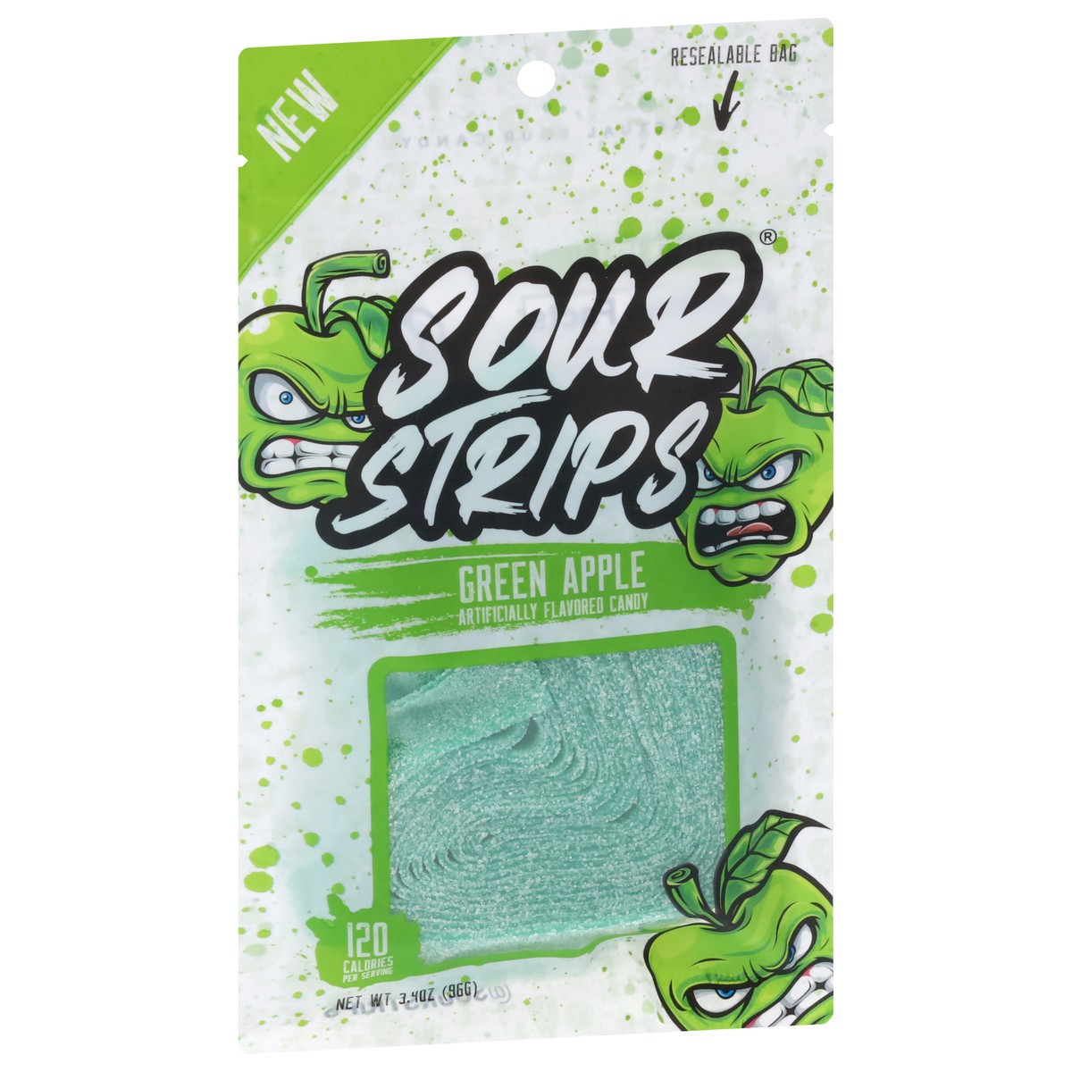 slide 7 of 14, Sour Strips Green Apple Candy 3.4 oz, 3.7 oz