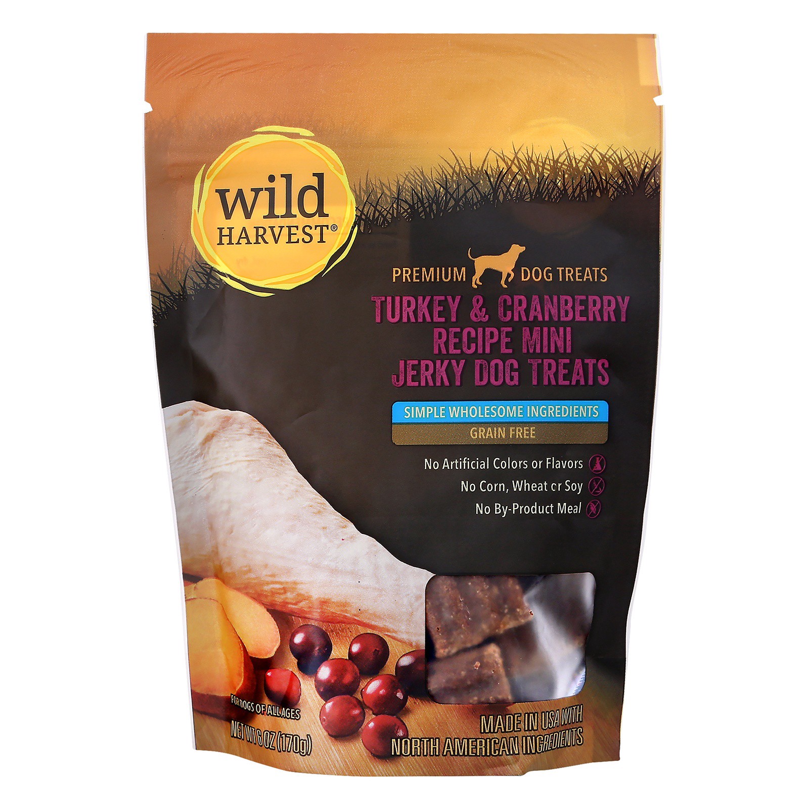 slide 1 of 3, Wild Harvest Turkey Cranberry Jerky Dog, 6 oz