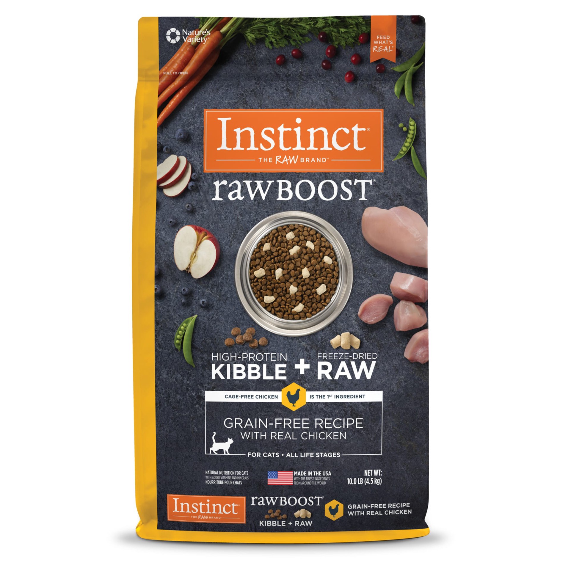 slide 1 of 9, Instinct Raw Boost Chicken Dry Cat Food, 10 lb. Bag, 10 lb