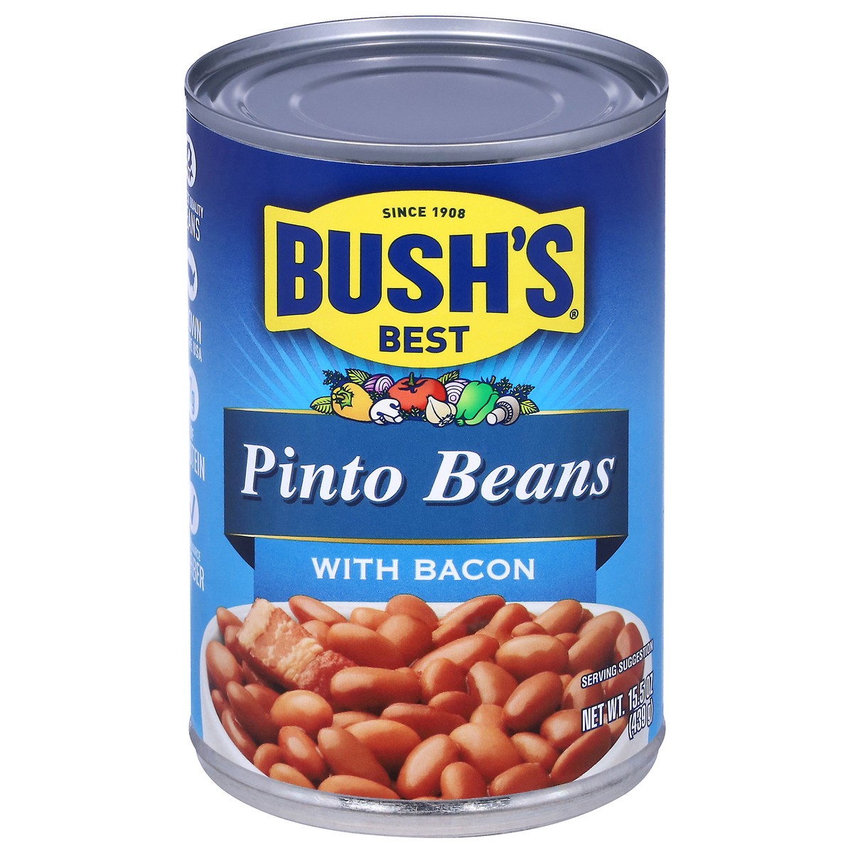 slide 1 of 12, Bush's Best Bush's Pinto Beans with Bacon 15.5 oz, 15.5 oz