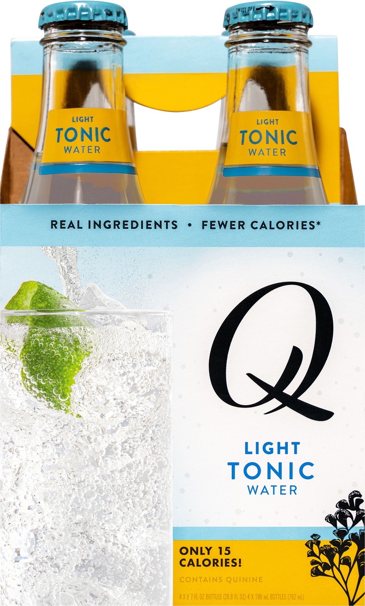 slide 4 of 6, Q Drinks Mixers Light Tonic Water, Premium Cocktail Mixer Made with Real Ingredients, 6.7 Fl Oz (4 Bottles), 4 ct