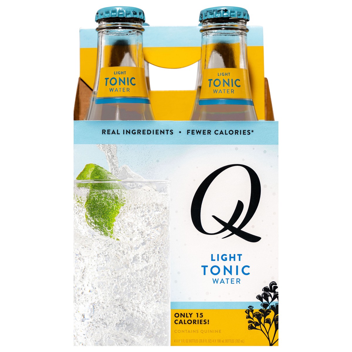 slide 1 of 6, Q Drinks Mixers Light Tonic Water, Premium Cocktail Mixer Made with Real Ingredients, (4 Bottles) - 4 ct, 4 ct