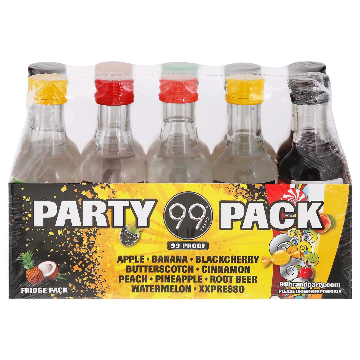 slide 6 of 9, 99 Brand Liqueur Party Pack, 50 mL Bottles, 10 Count, 99 Proof, 50 ml