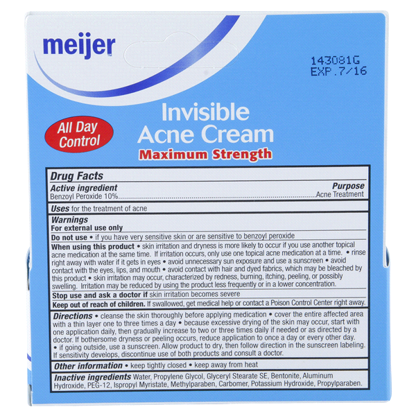 slide 4 of 9, Meijer Invisible Acne Cream, 1 oz