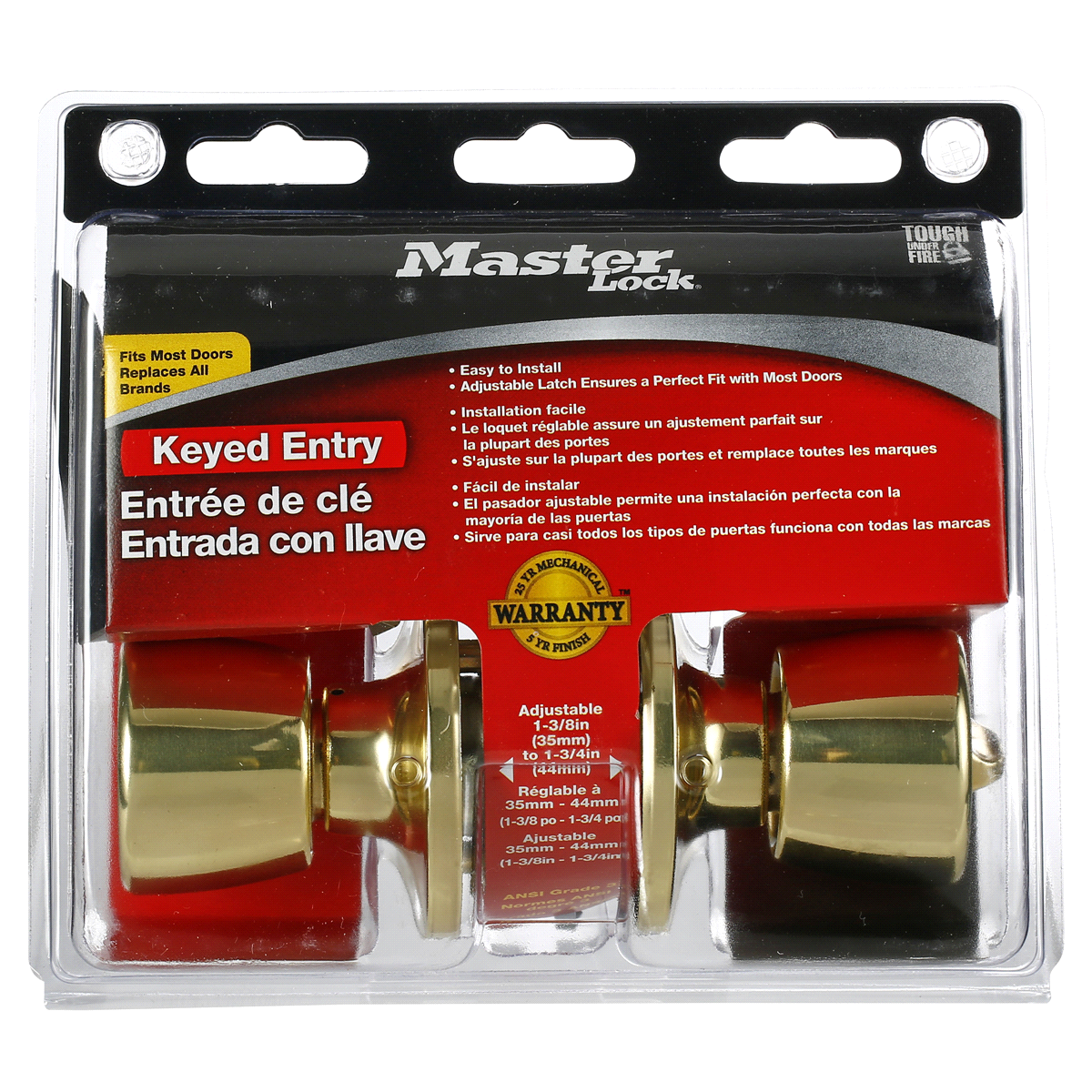 slide 1 of 1, Master Lock Polished Brass Tulip Keyed Entry Door Lock TUO0103, 1 ct