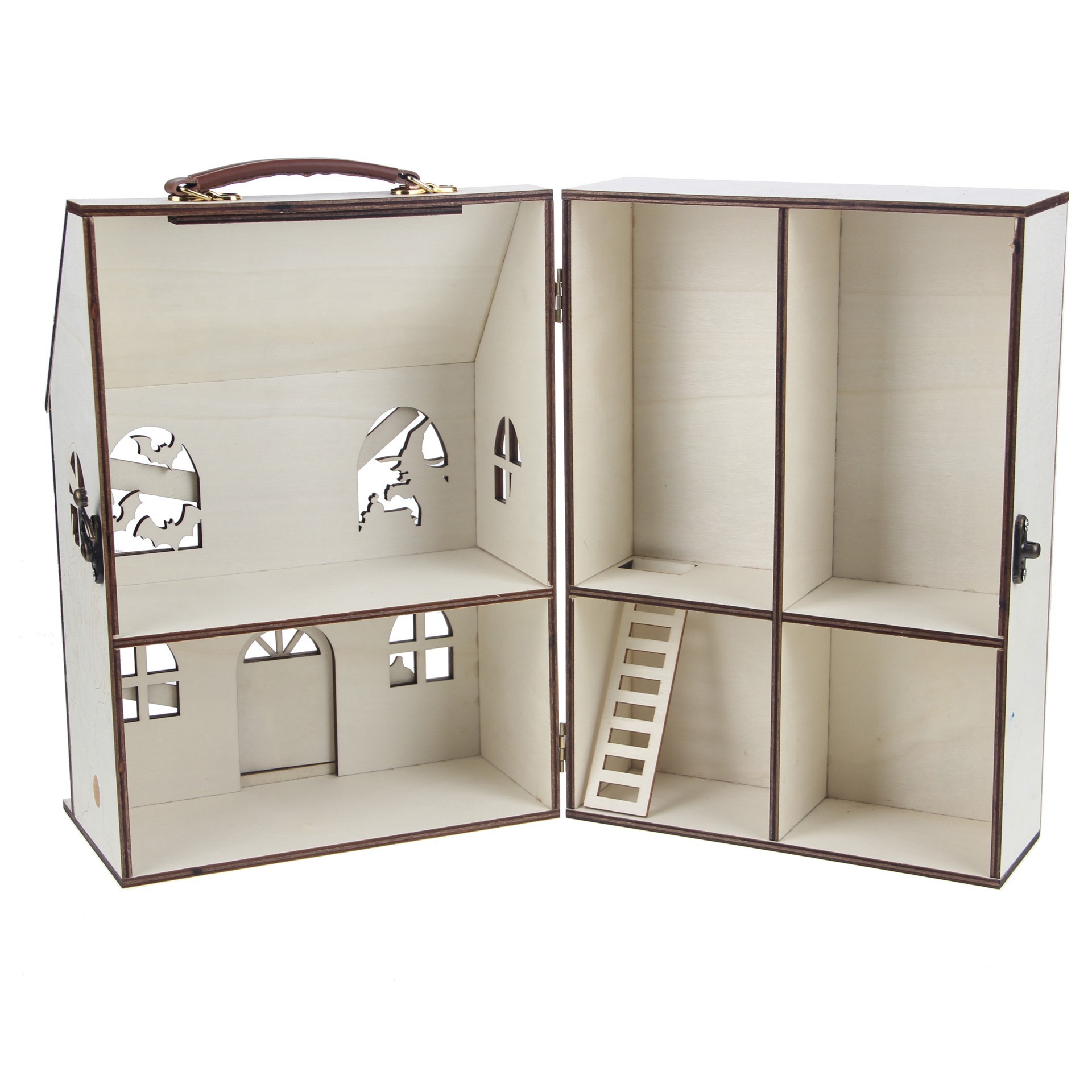 slide 4 of 5, 12" Diy Haunted Dollhouse Wood Decor By Make Market, 12 in