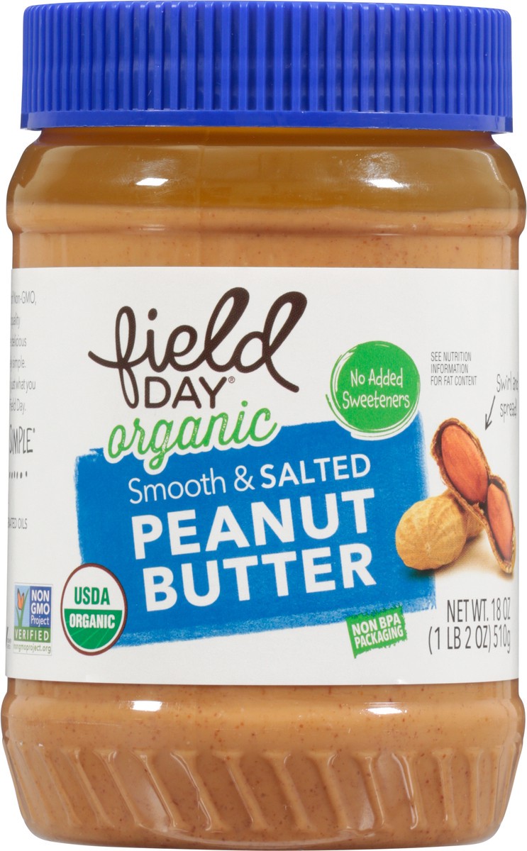 slide 10 of 14, Field Day Organic Smooth & Salted Peanut Butter 18 oz, 18 oz