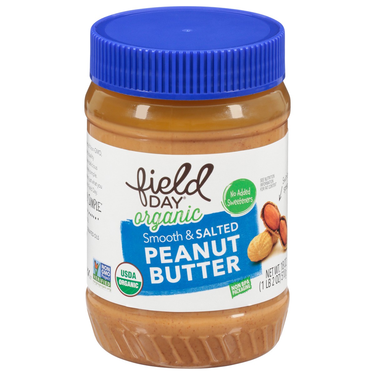 slide 5 of 14, Field Day Organic Smooth & Salted Peanut Butter 18 oz, 18 oz