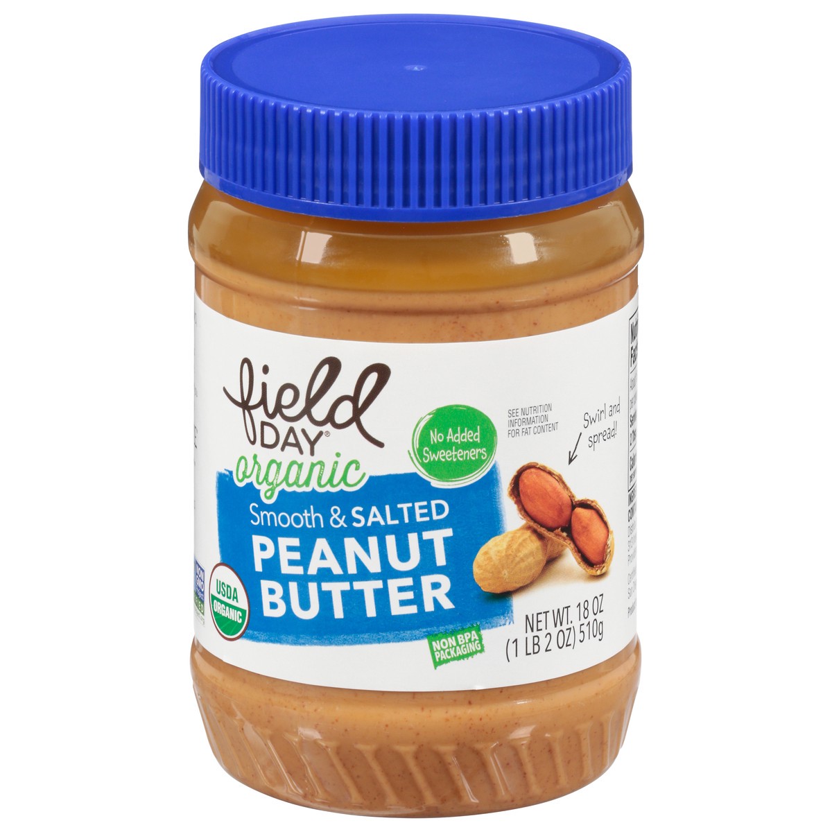 slide 3 of 14, Field Day Organic Smooth & Salted Peanut Butter 18 oz, 18 oz