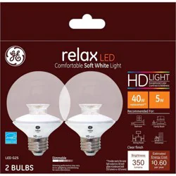 GE Relax 4.5 Watts Clear Finish Soft White LED Light Bulbs 2 ea