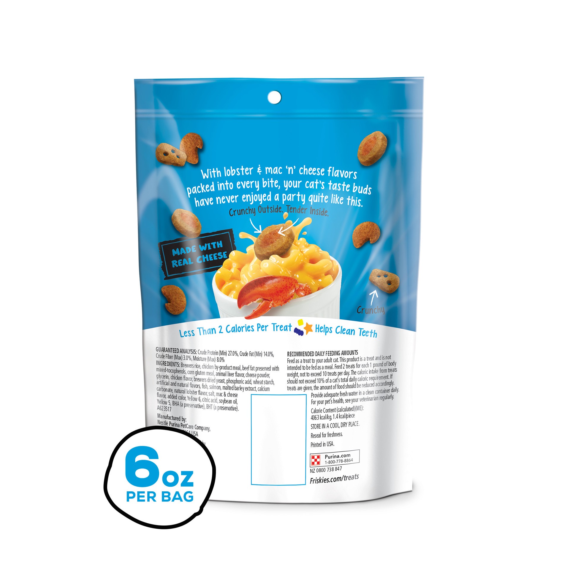 slide 7 of 9, Friskies Purina Friskies Cat Treats, Party Mix Lobster & Mac 'N' Cheese Flavors, 6 oz