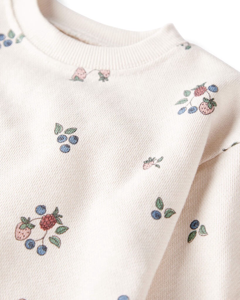 slide 2 of 3, Littleplanet Baby Girl Organic Cotton French Terry Sweatshirt in Berry Blossom Print Berry Blossom NB, 1 ct