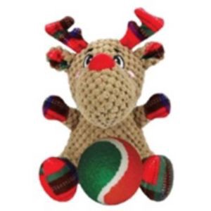 slide 1 of 1, Unique Petz Plush Tennis Ball Pet Toy Set, Reindeer, 1 ct