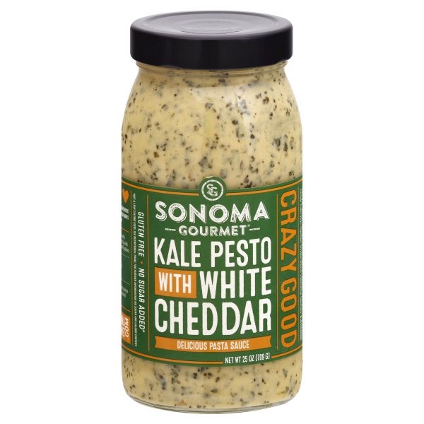 slide 1 of 9, Sonoma Gourmet Kale Pesto with White Cheddar Pasta Sauce 25 oz, 25 oz