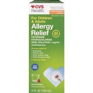 slide 1 of 1, CVS Health Allergy Relief Liquid For Children And Adults Cherry, 4 oz
