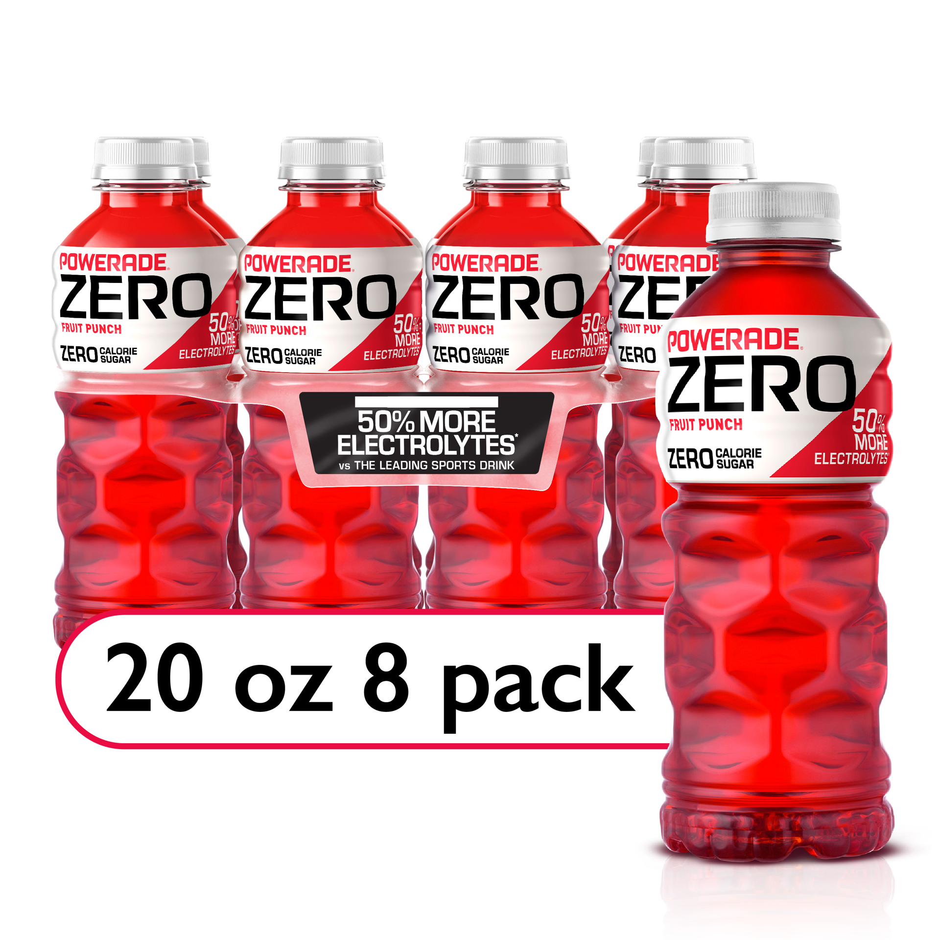 slide 1 of 3, POWERADE Zero Fruit Punch Bottles, 20 fl oz, 8 Pack, 8 ct