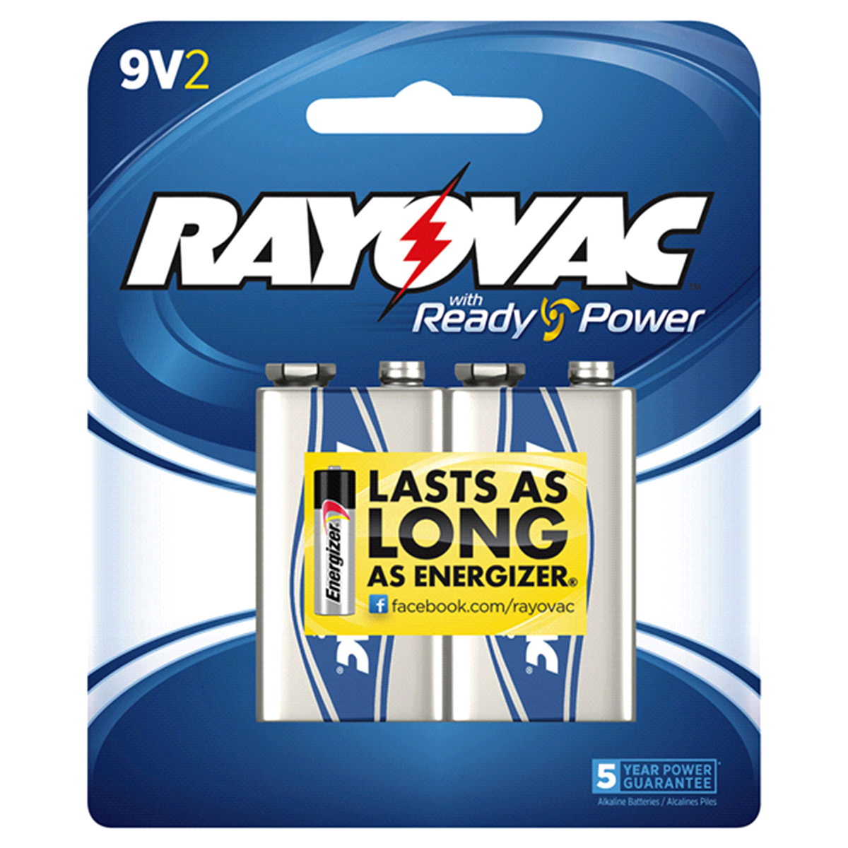 slide 1 of 1, Rayovac Batteries, Alkaline, 9V, 2 Pack, 2 ct