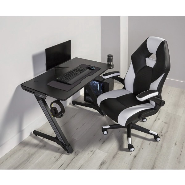 slide 10 of 10, Realspace Rs Gaming Rgx Faux Leather High-Back Gaming Chair, Black/White, 1 ct