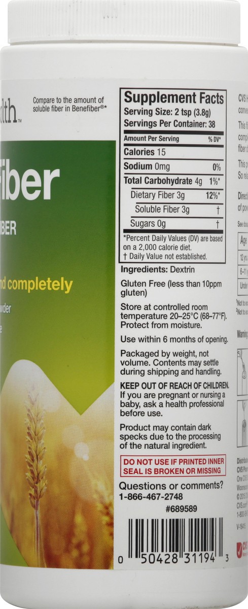 slide 6 of 10, CVS Health Easy Fiber, 38 Servings, 1 ct