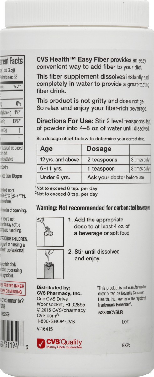 slide 5 of 10, CVS Health Easy Fiber, 38 Servings, 1 ct