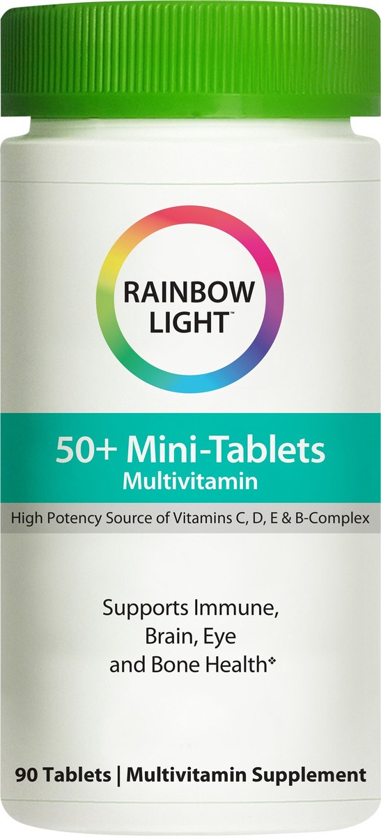 slide 6 of 7, Rainbow Light 50+ Mini Tablets Multivitamin for Adults, Supports Immune, Brain, Eye and Bone Health, 90 Count, 1 Bottle, 90 ct