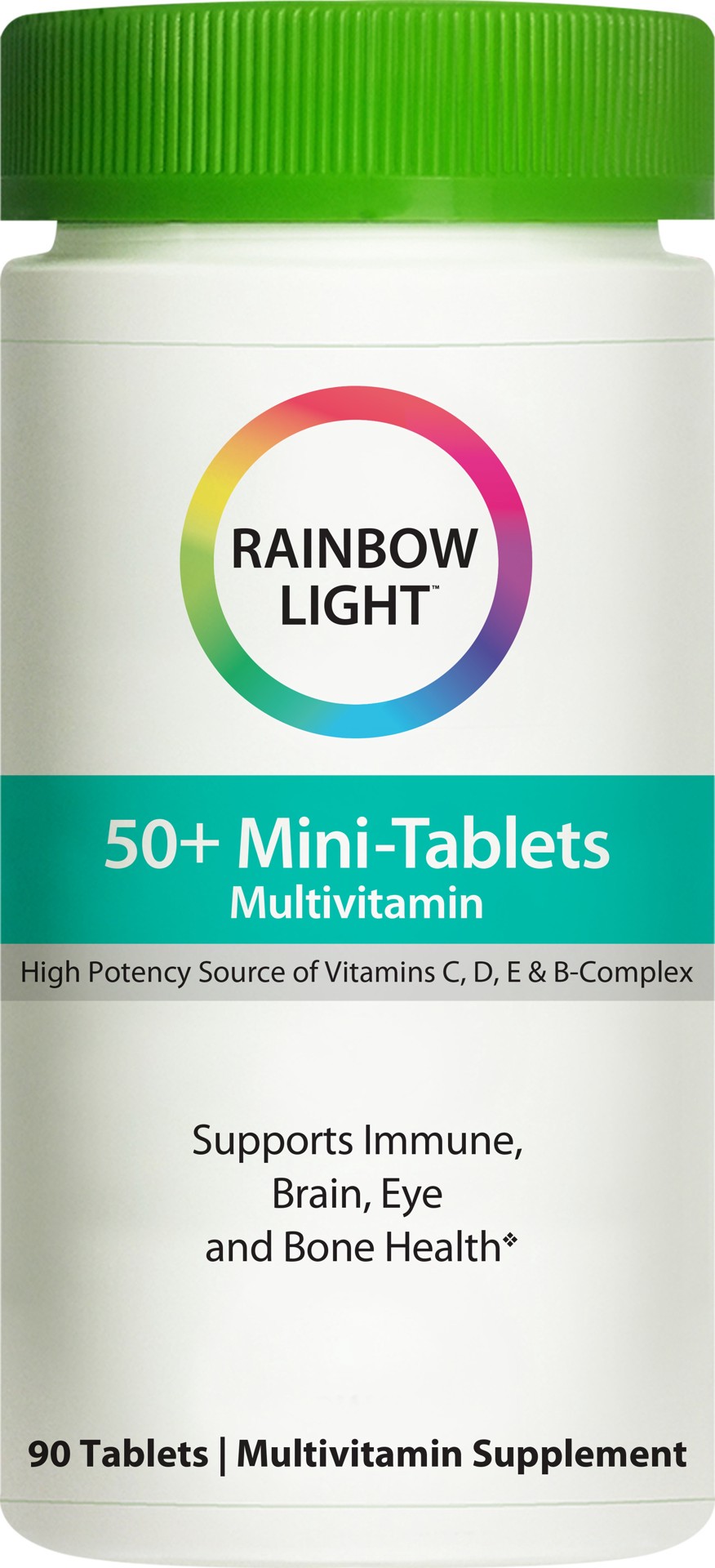 slide 1 of 7, Rainbow Light 50+ Mini Tablets Multivitamin for Adults, Supports Immune, Brain, Eye and Bone Health, 90 Count, 1 Bottle, 90 ct