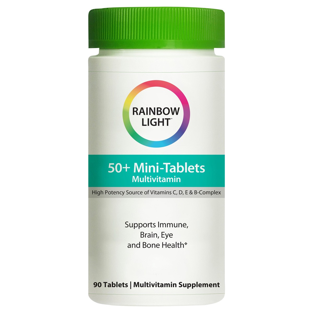 slide 1 of 7, Rainbow Light 50+ Mini Tablets Multivitamin for Adults, Supports Immune, Brain, Eye and Bone Health, 90 Count, 1 Bottle, 90 ct
