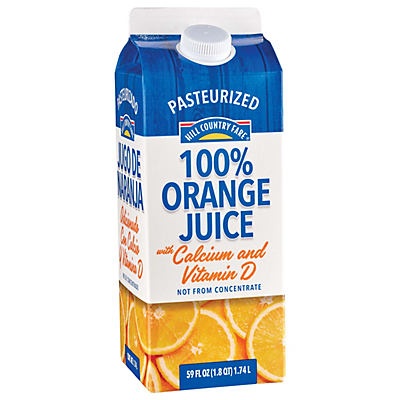 slide 1 of 1, Hill Country Fare 100% Orange Juice With Calcium & Vitamin D, 59 oz