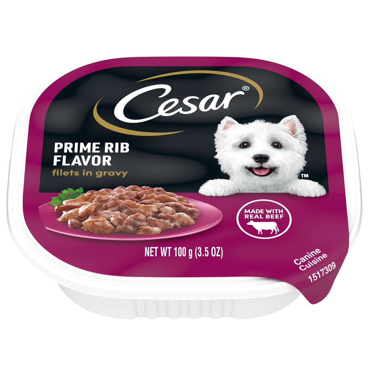 slide 1 of 16, Cesar Filets in Gravy Prime Rib Flavor Canine Cuisine 3.5 oz, 3.5 oz