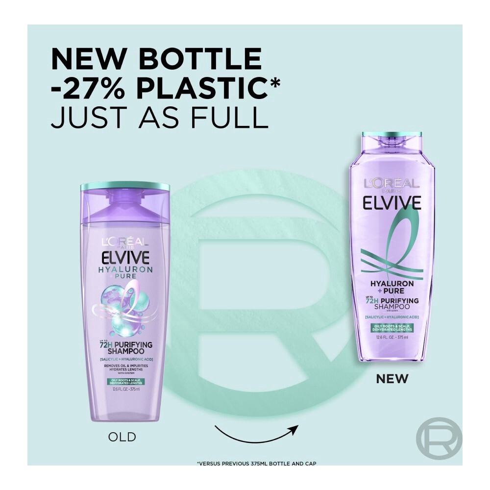 slide 4 of 6, L'Oreal Paris Elvive Hyaluron Plus Pure Shampoo for Oily Hair, 12.6 fl oz