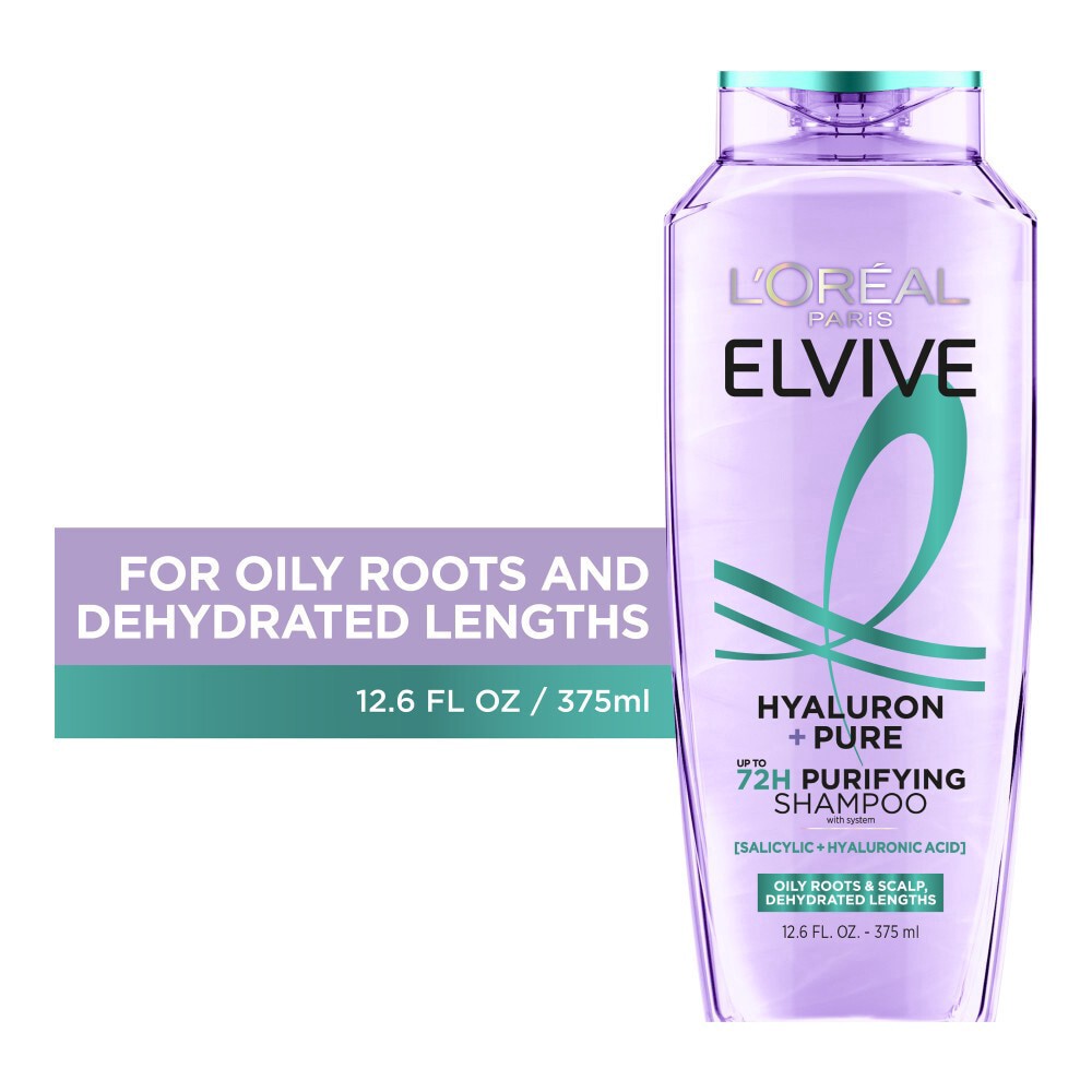 slide 1 of 6, L'Oreal Paris Elvive Hyaluron Plus Pure Shampoo for Oily Hair, 12.6 fl oz