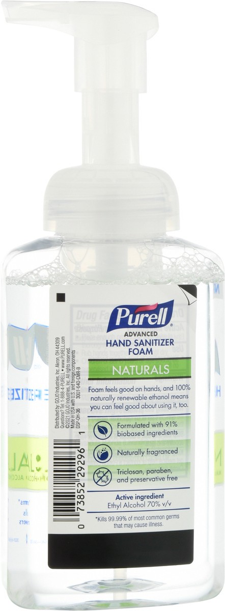 slide 2 of 13, PURELL Advanced Hand Sanitizer Naturals Foam (3001-06-CMR), 10 oz