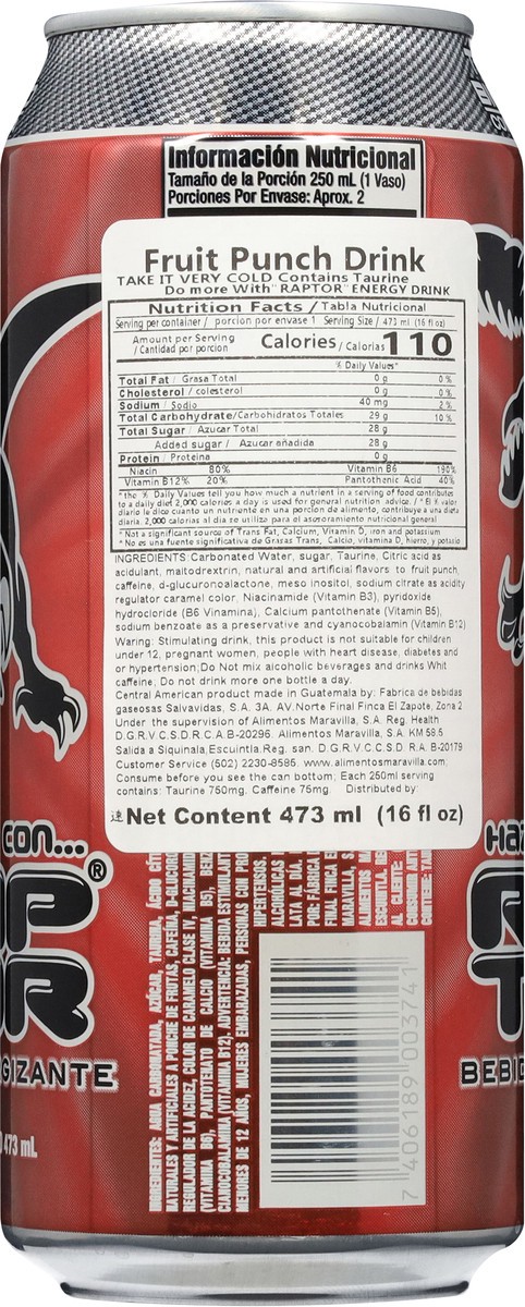 slide 9 of 15, Raptor Fruit Punch Drink 16 fl oz, 16 fl oz
