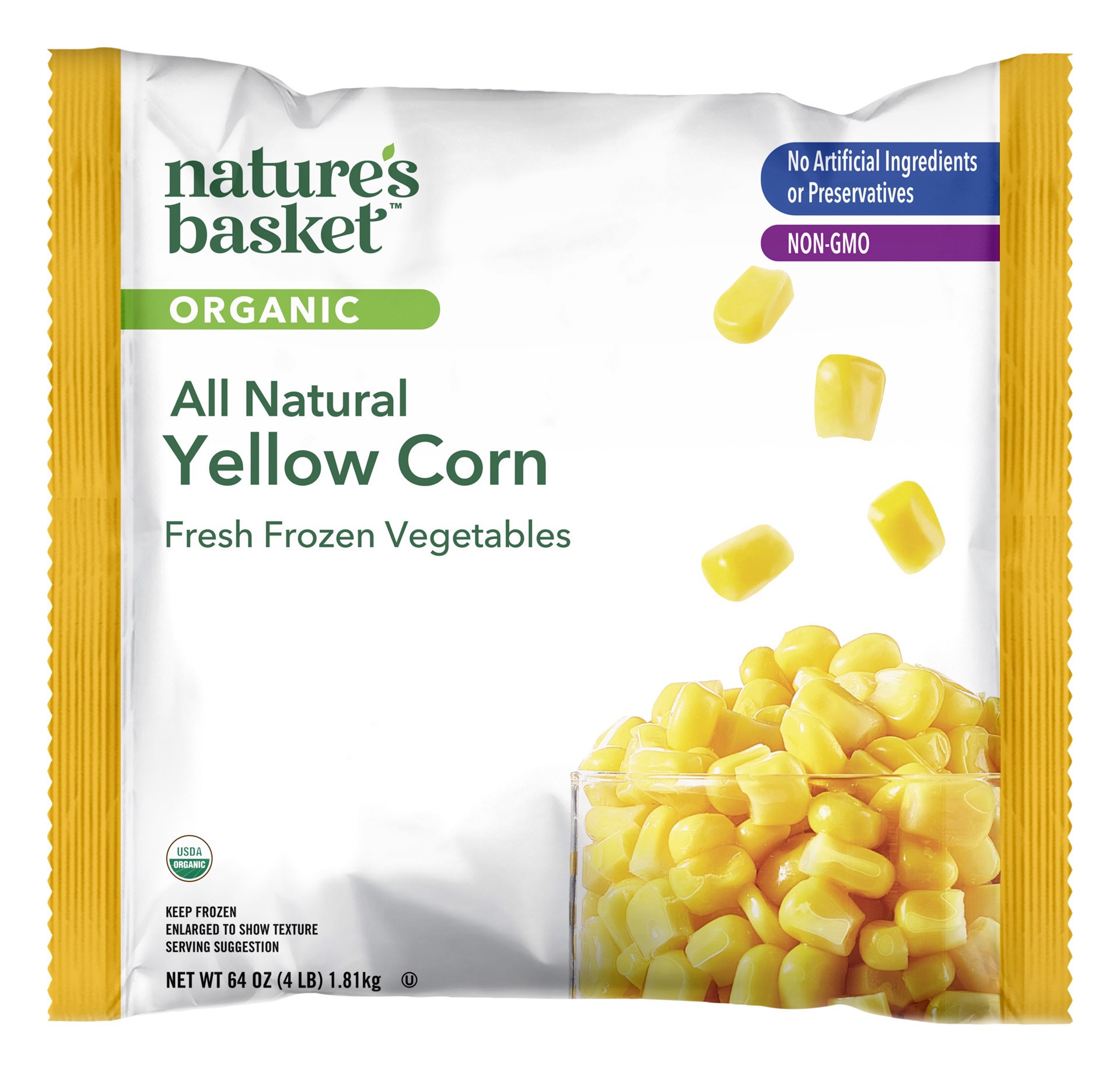 slide 1 of 1, nature's basket Nb Organic Corn, 64 oz