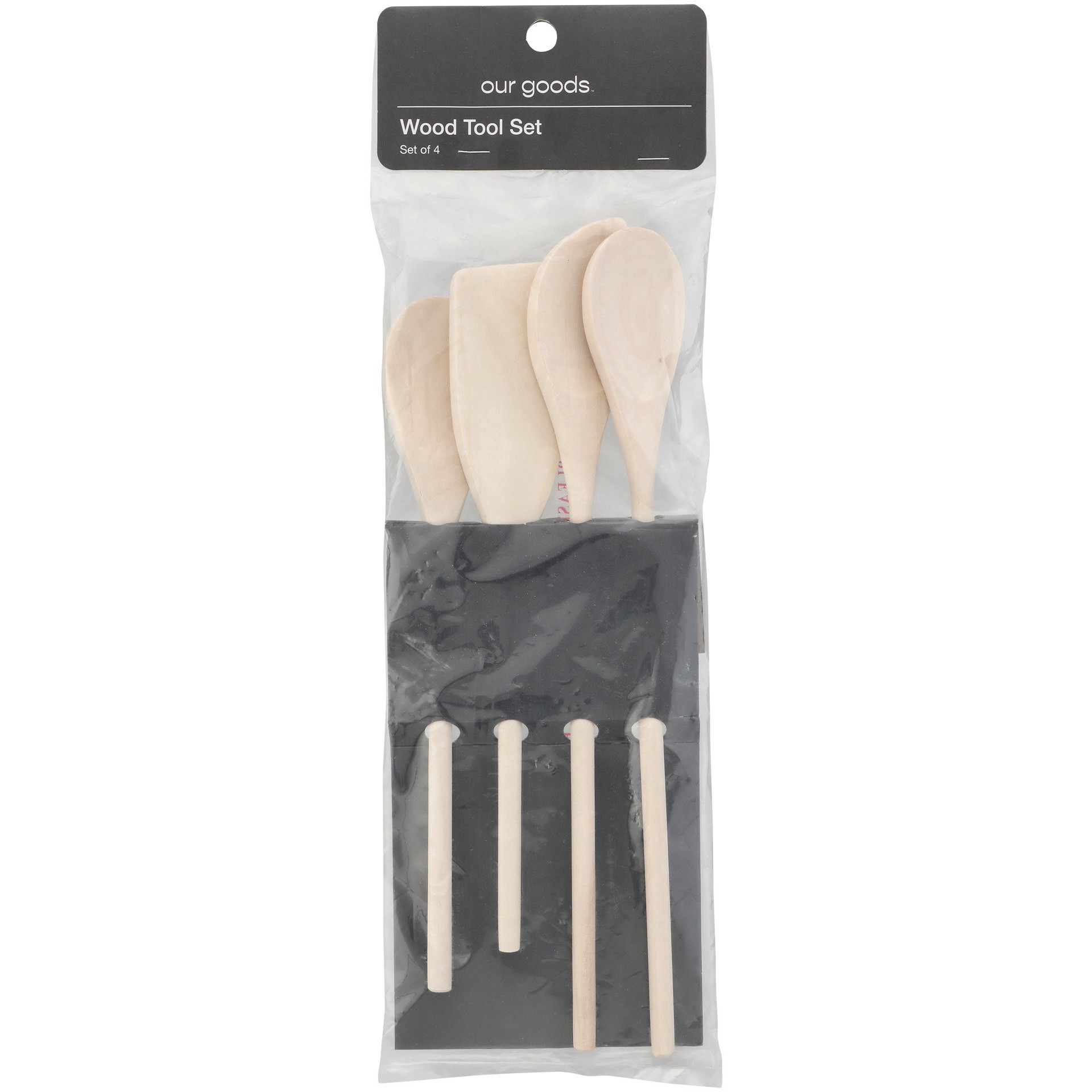 slide 1 of 1, our goods Wooden Kitchen Tool Set, 4 ct