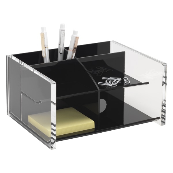 slide 1 of 4, Realspace Acrylic Desk Organizer - Black/Clear, 1 ct