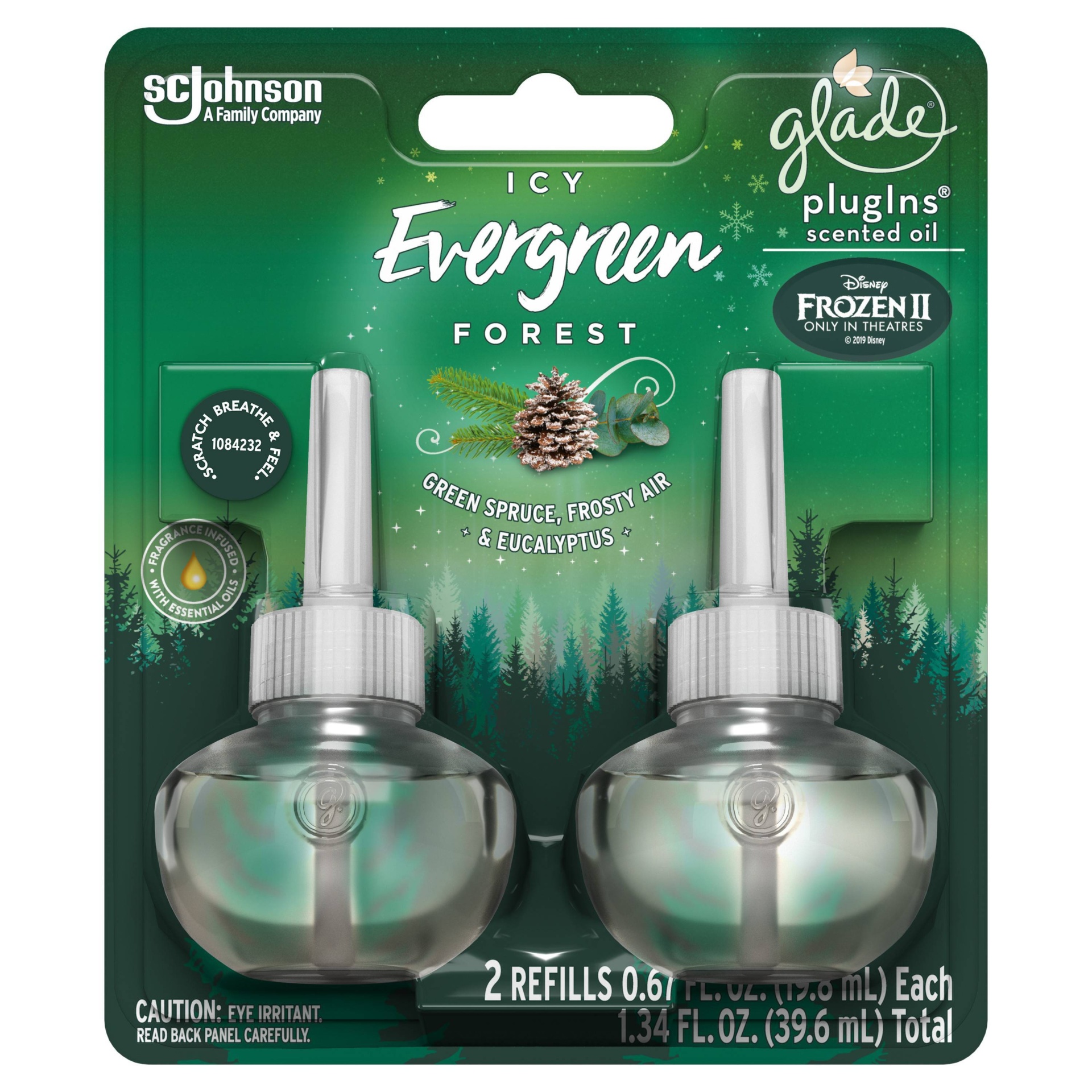 slide 1 of 1, Glade PlugIns Icy Evergreen Forest Scented Oil Refills, 1 ct