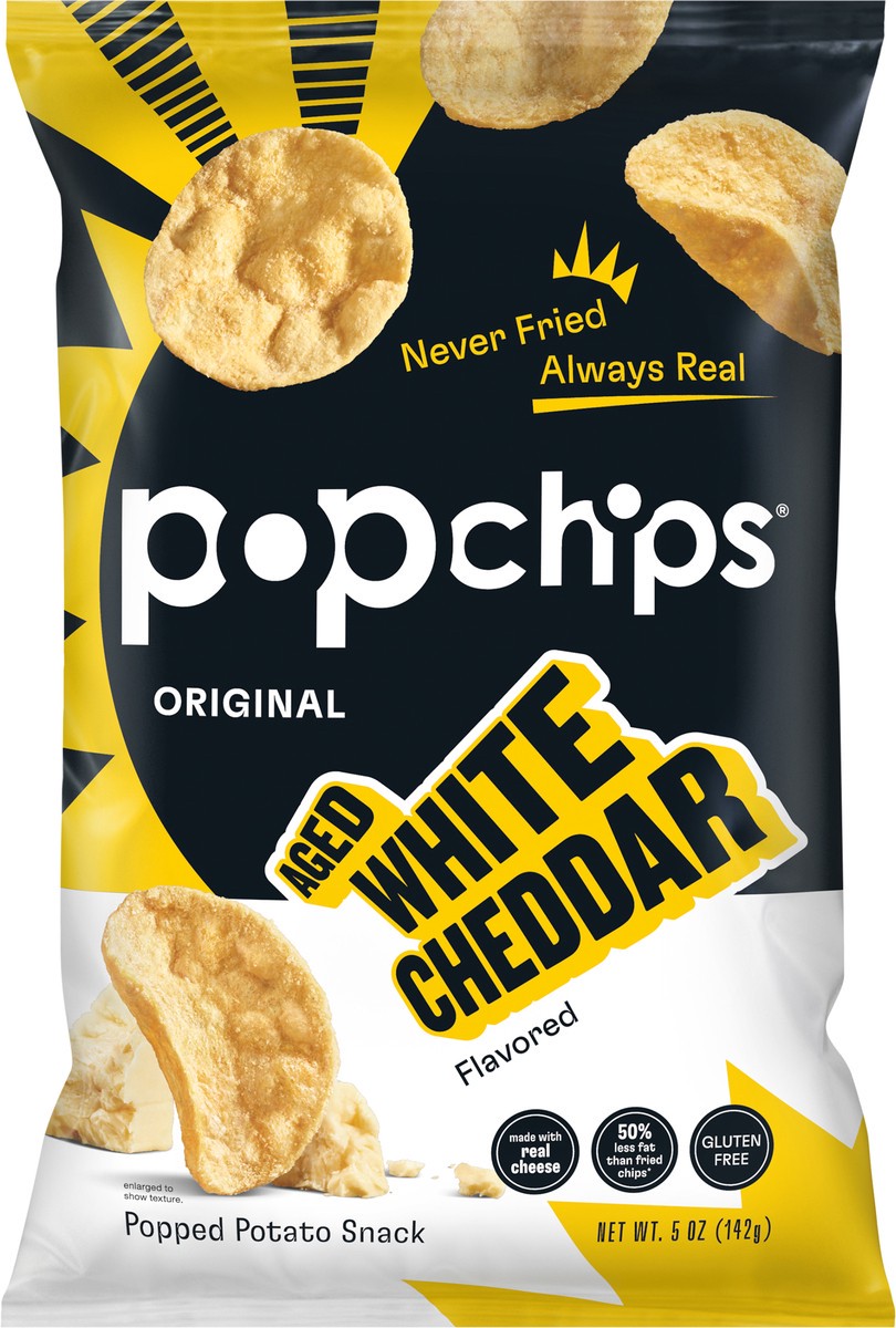 slide 3 of 6, popchips Potato Chips, Aged White Cheddar, 5 oz