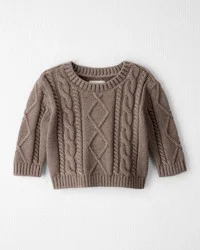 Littleplanet Baby Organic Cotton Cable Knit Sweater Heather Brown 6M