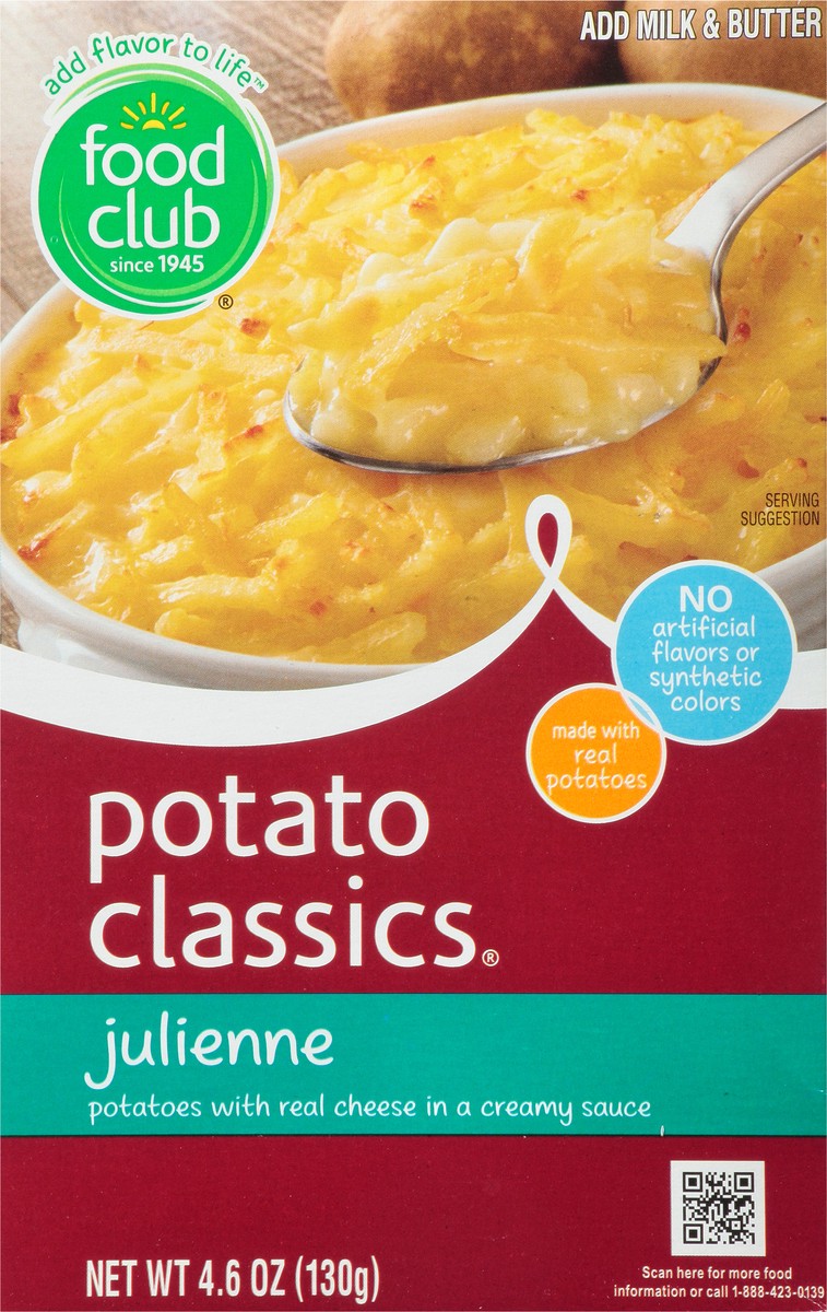 slide 8 of 10, Food Club Potato Classics, Julienne Potatoes With Real Cheese In A Creamy Sauce, 4.6 oz