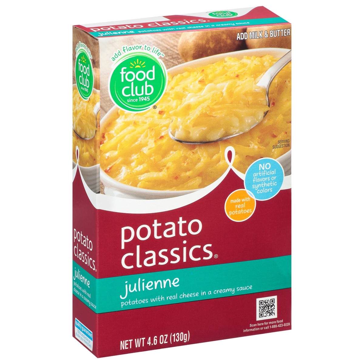 slide 1 of 10, Food Club Potato Classics, Julienne Potatoes With Real Cheese In A Creamy Sauce, 4.6 oz