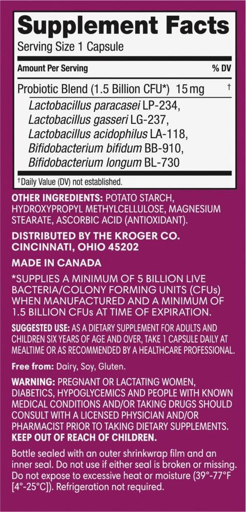 slide 2 of 3, Kroger Probiotic Colon Support, 30 ct