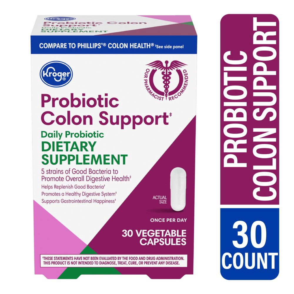 slide 3 of 3, Kroger Probiotic Colon Support, 30 ct