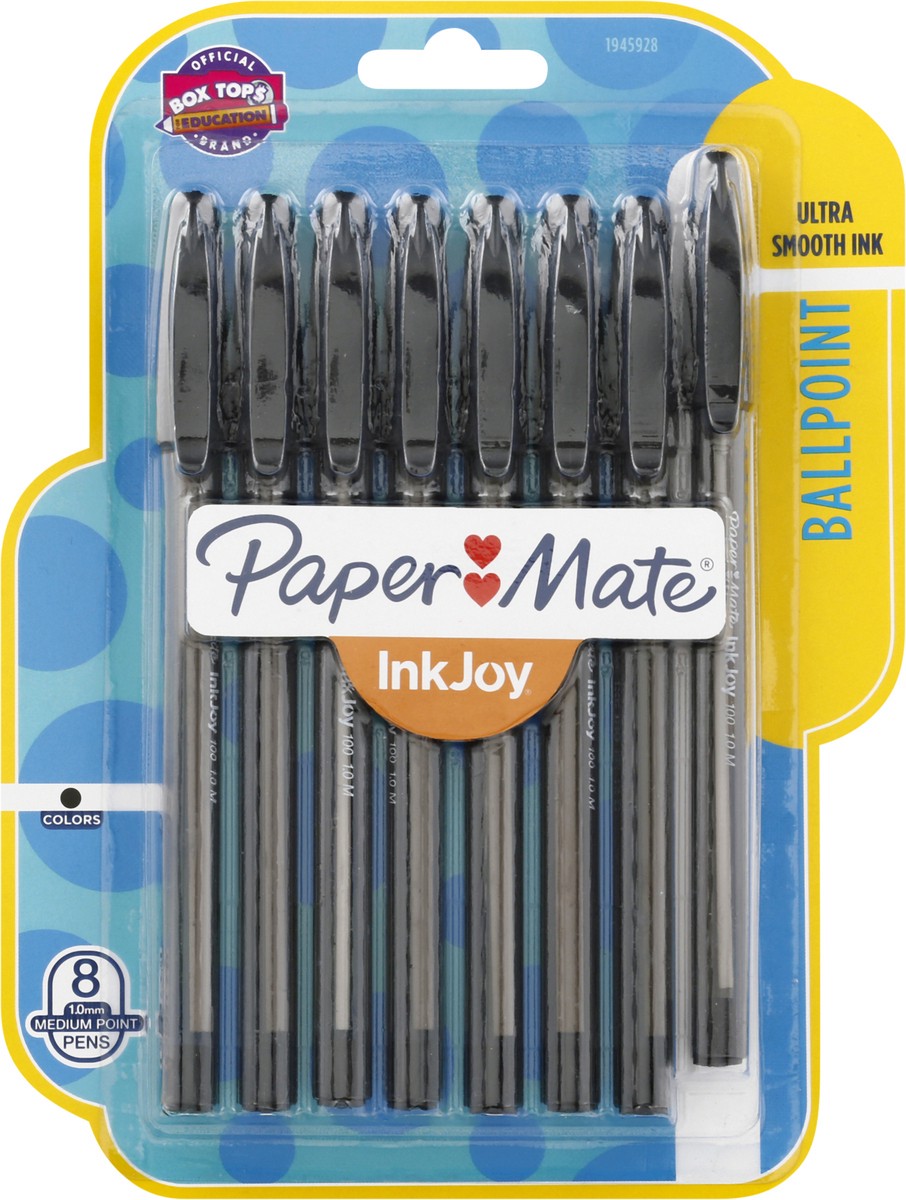 slide 1 of 9, Paper Mate InkJoy Medium Point Ballpoint Black 1.0 mm Pens 8 ea, 8 ct