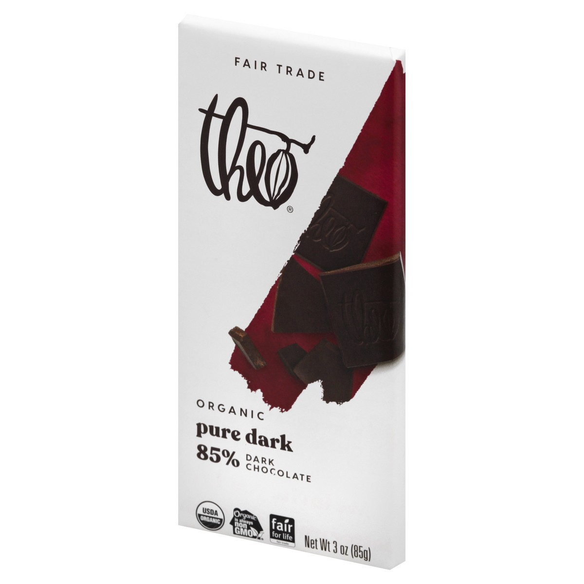 slide 12 of 12, Theo Organic 85% Pure Dark Dark Chocolate 3 oz, 3 oz