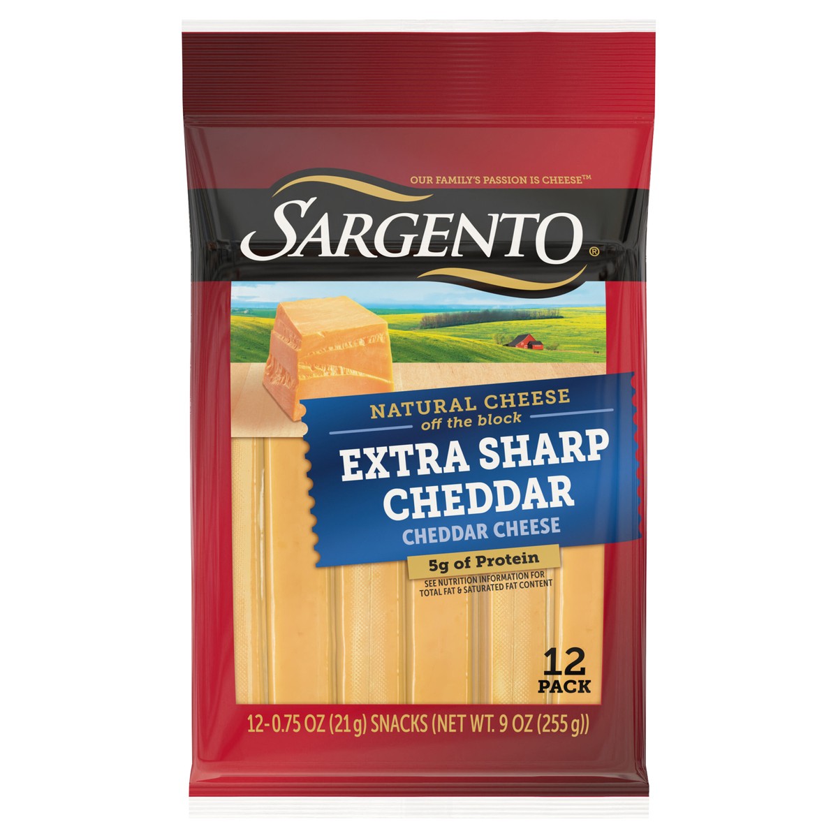 slide 1 of 9, Sargento Extra Sharp Natural Cheddar Cheese Snack Sticks, 12-Count, 12 ct